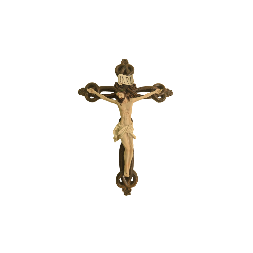 Gesù croce intarsiata Statuetta in Resina per interno | Godium