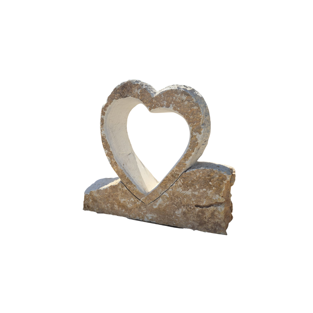 Cuore Decorativo In Pietra Naturale | Diametro 17 Cm | Con Arco In Metallo E Nastro A Quadretti | Decorazione Casa
